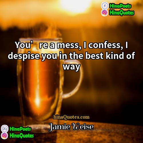 Jamie Weise Quotes | You’re a mess, I confess, I despise